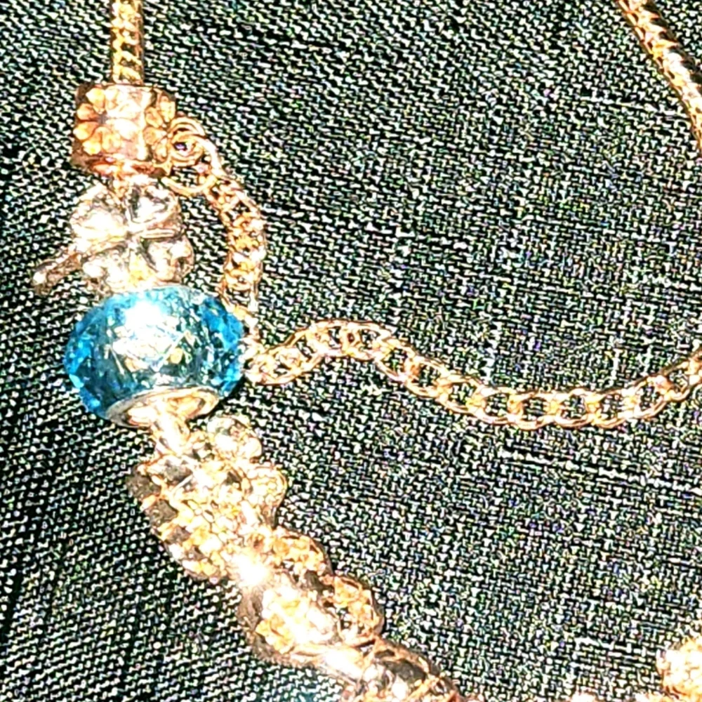 Blue and Gold Multi-Strand Bracelet with Beaded Accents. ITEM No. 19-147